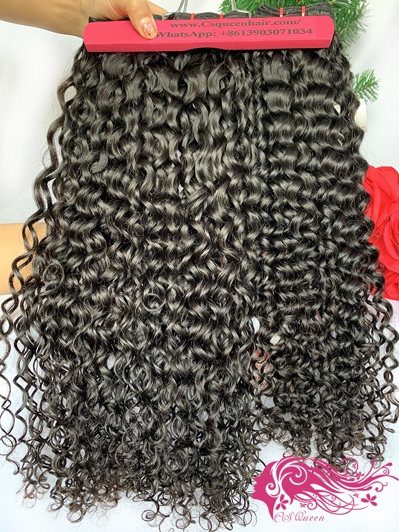 Csqueen Raw Natural Curly 3 Bundles 6*6 HD Lace Closure 100% Human Hair